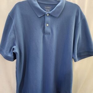 L.L. Bean Men's Traditional Fit Blue Short Sleeve Polo